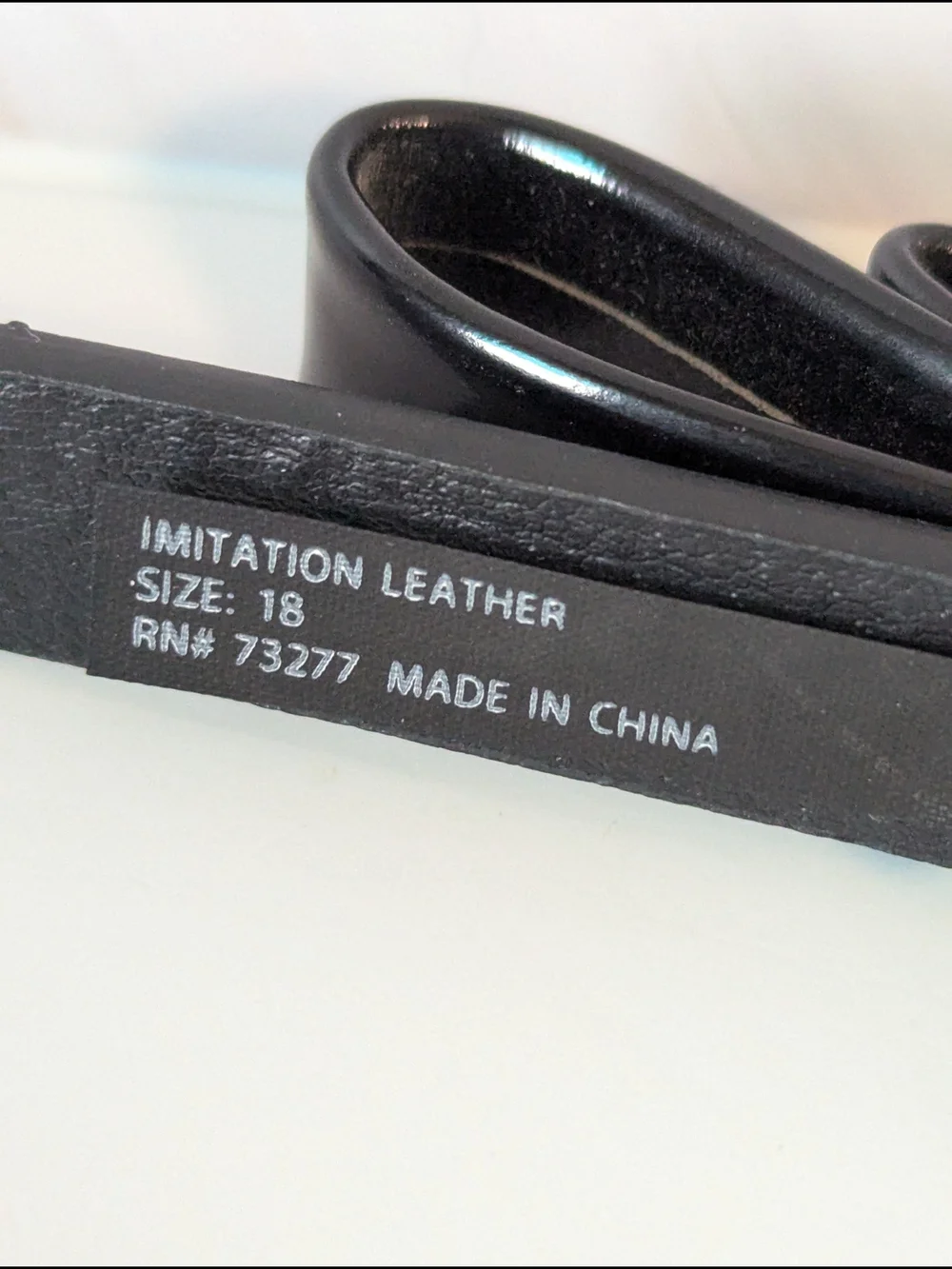 Patent Leather Black Bow Accent Women's Belt Size 18